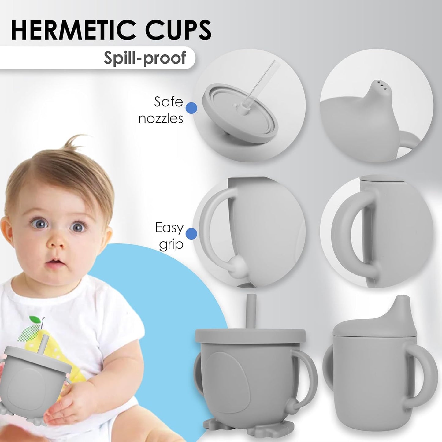Bluet B- Silicone Baby Feeding Set with Pacifier - Baby Led Weaning Supplies - Baby Spoons, Suction Bowl - Plate - Baby Utensils Set - Silicone Feeding Set for Baby First Foods - 11pcs - Purple