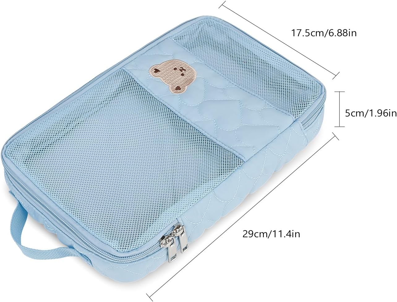 MOMIGO Baby Diaper Bag Organizer Pouches - 2 Pack Waterproof Pod Hanging Diaper Bag Cute Bear Mesh Bag Reusable, Washable or Baby Cloth Diapers