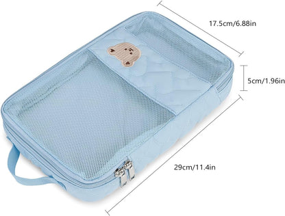 MOMIGO Baby Diaper Bag Organizer Pouches - 2 Pack Waterproof Pod Hanging Diaper Bag Cute Bear Mesh Bag Reusable, Washable or Baby Cloth Diapers