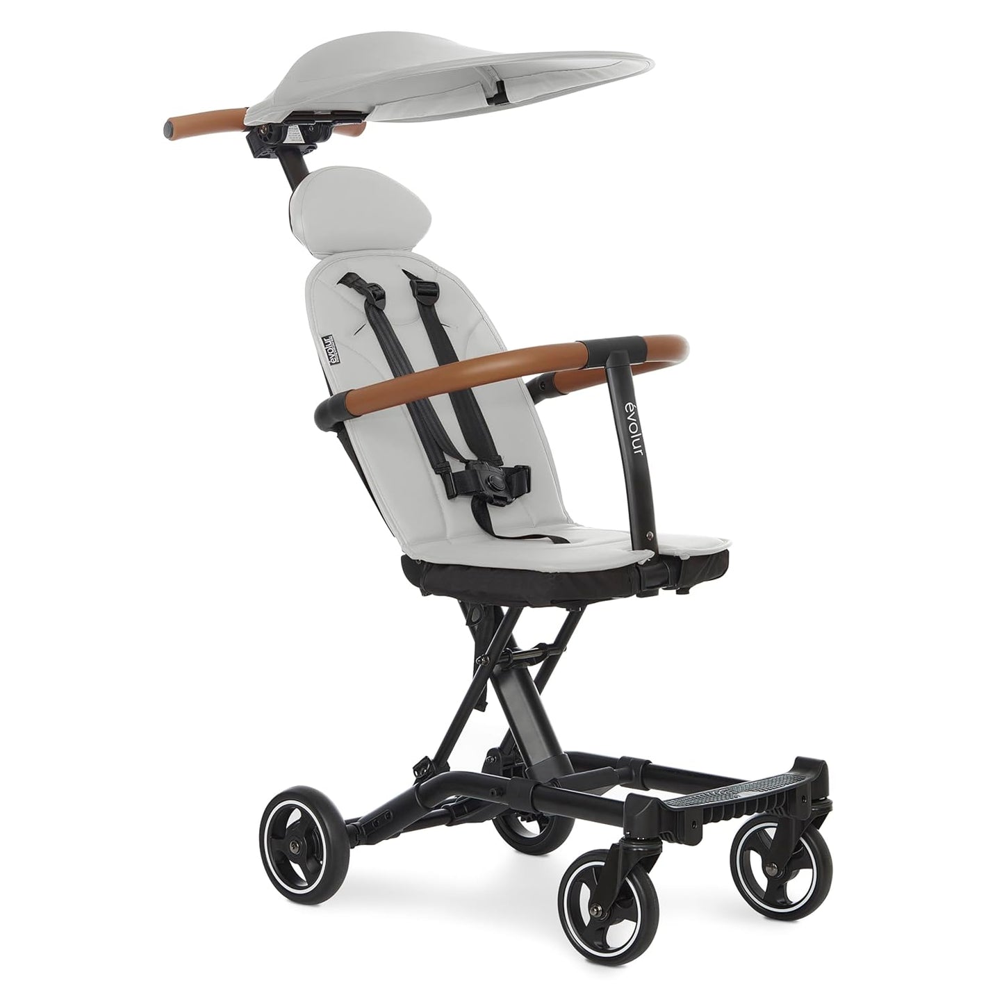 Evolur Cruise Rider Stroller with Canopy, Lightweight Umbrella Stroller with Compact Fold, Easy to Carry Travel Stroller - Cognac