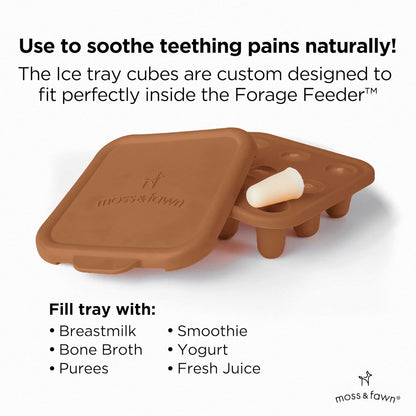 Moss and Fawn Ice Cube Tray - Forage Feeder Freezer & Teething Popsicle Mold for Breast Milk, Formula, Bone Broth, Purees, & Baby Food - BPA, Lead, & PVC-Free - Fern
