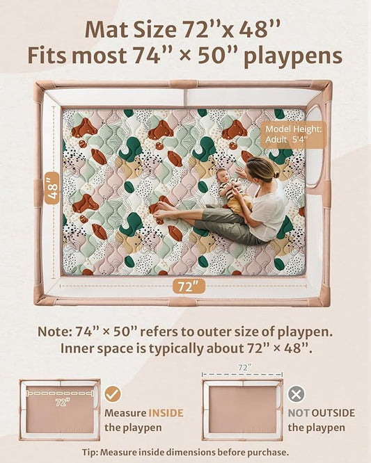 Blissful Diary Baby Play Mats for Floor, 72x48 Inch Extra Thicker & Large Soft Cushioning Foam Playmats for Babies and Toddlers, Foldable Washable Baby Crawling Mat for Playpen, Modren Abstract