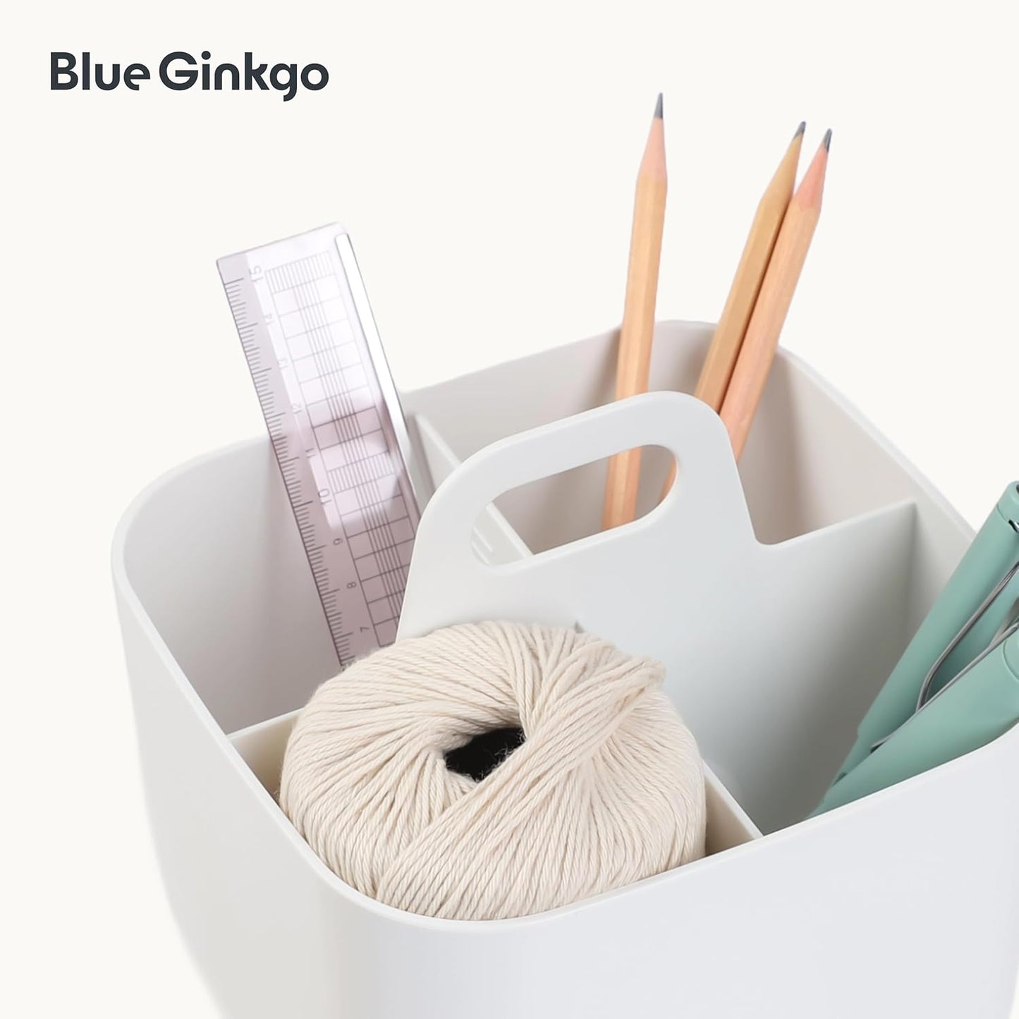 BLUE GINKGO Stackable Organizer Caddy – Korean-Made Portable Tote for Bathroom, Office, Crafts, or School Supplies (Rectangle, Green)