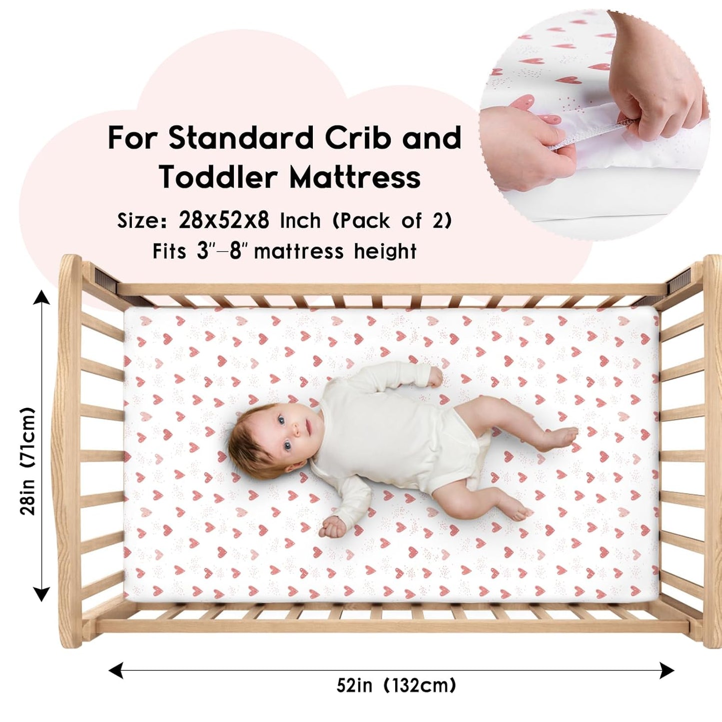 Yoofoss Pack and Play Sheets Fitted, Mini Crib Sheets 2-Pack for Pack N Play Mattress, Stretchy Playard Sheet, Soft and Breathable Green+Giraff