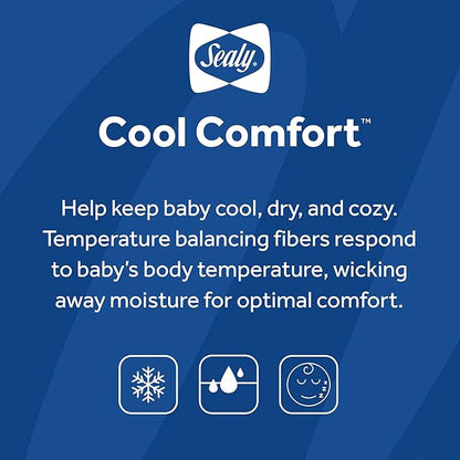 Sealy Baby Cool Comfort Cooling Breathable Waterproof Crib Mattress Protector Pad, Toddler Bed Cover, Machine Washable and Dryer Friendly, 52x28”- White (Pack of 3)