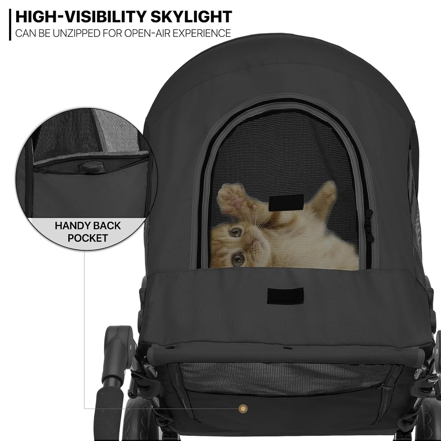 MoNiBloom Large Pet Stroller with Anti-Slip Ramp, Heavy Duty Dog Stroller Up to 99lb, Safe & Gentle Mobility Aid, All-Terrain Wheels, Idea for Injured, Disabled, & Senior Dog
