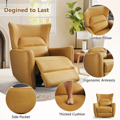 HAOMARKETS Electric Swivel Rocker Recliner Chair, Power Faux Leather Glider Rocking Recliners for Adults,360° Swivel Nursery Reclining Sofa with USB Charging Port, White