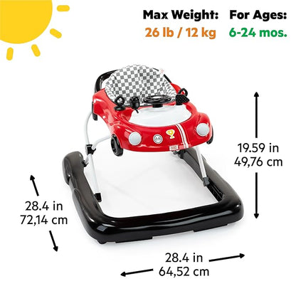 Bright Starts Little Speedster 3-in-1 Car Walker, Red Racer, Baby Activity Walker for Boys and Girls, 6 Months+