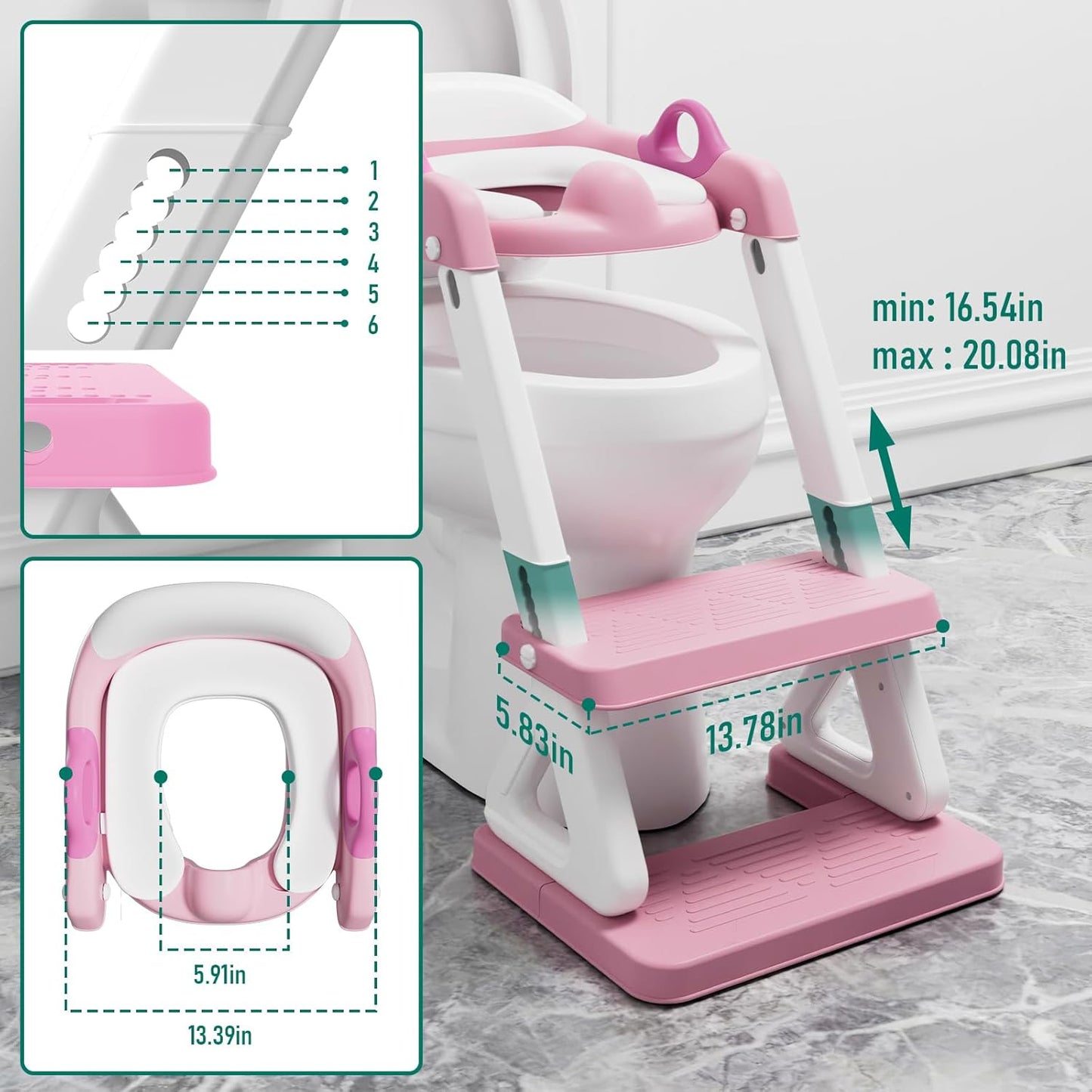Potty Training Seat with Step Stool Ladder for Kids and Toddler,Wiifo Sturdy Potty Ladder with Soft Padded Cushion for Toddler Boys and Girls(Light Grey) 2025 New Version