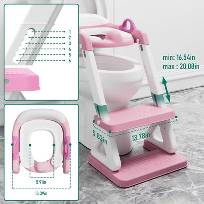 Potty Training Seat with Step Stool Ladder for Kids and Toddler,Wiifo Sturdy Potty Ladder with Soft Padded Cushion for Toddler Boys and Girls(Light Grey) 2025 New Version