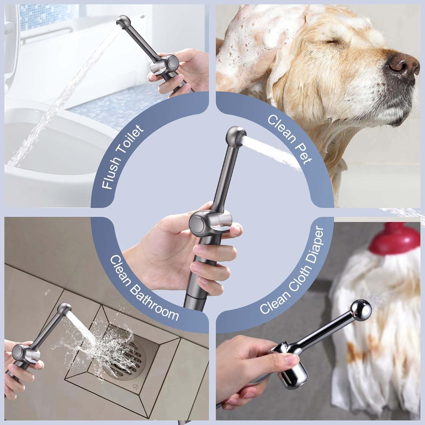 SonTiy Handheld Bidet Sprayer for Toilet, White Cloth Diaper Toilet Sprayer Attachment with Backflow Preventer, Adjustable Water Pressure Toilet Jet Spray for Feminine Wash