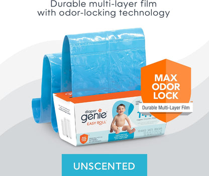 Diaper Genie Easy Roll Refill | 30 Bags Per Refill | Holds Up to 1410 Newborn Diapers | Odor Control | Diaper Pail Refill Bags | Fits Diaper Genie Signature & Platinum Pails