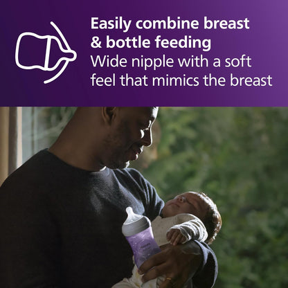 Philips Avent Natural Baby Bottles with Natural Response Nipples (Medium Flow, Flow 3), 9oz, 4-Pack, SCY903/04