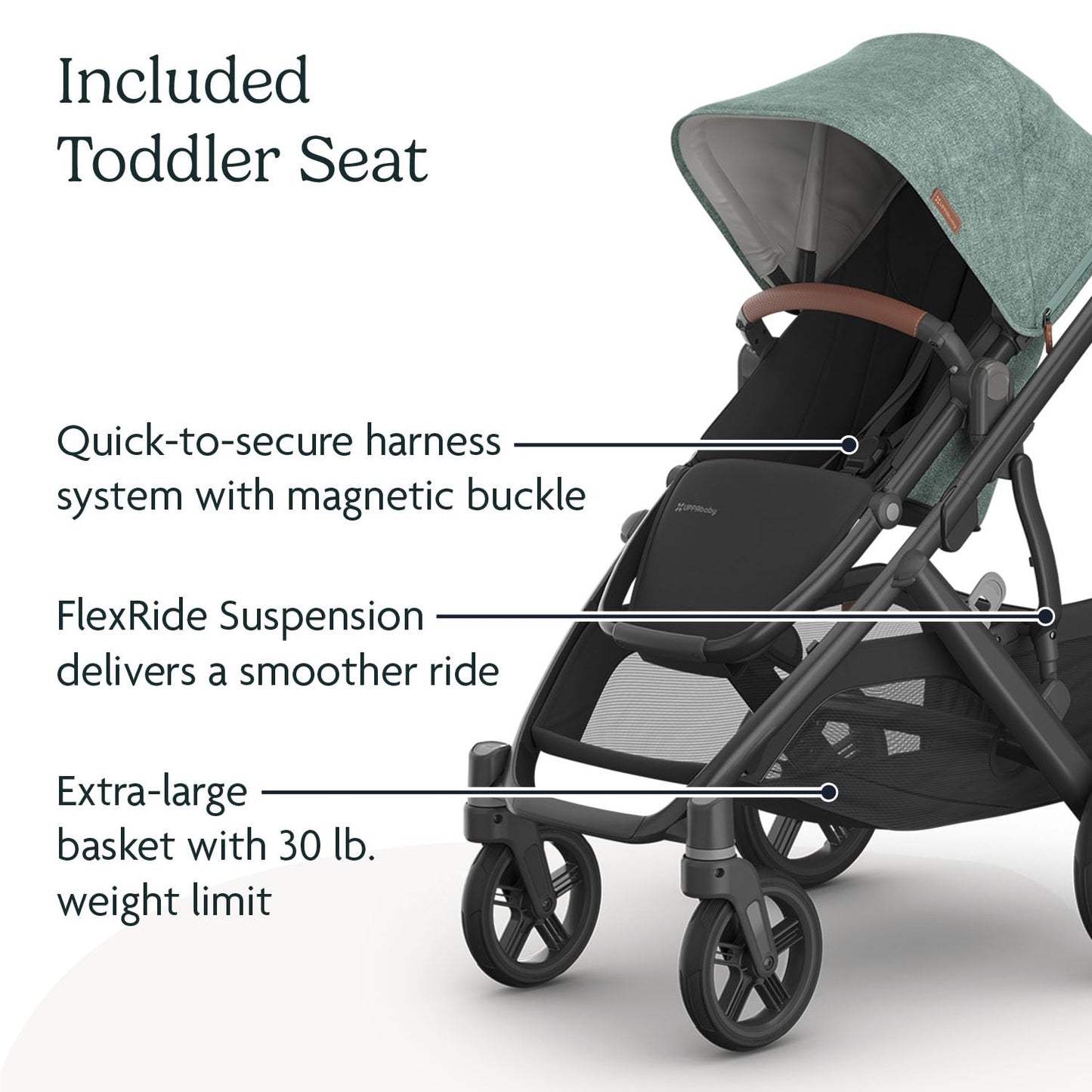 UPPAbaby Vista V3 Convertible Single-to-Double Stroller for Baby & Toddler, 30+ Configurations, Car Seat Compatible, All-Wheel Suspension, XL Basket – Owen (Mocha Mélange/Carbon Frame)