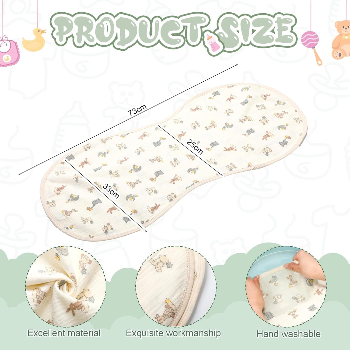 Hahafelt 3 Pcs Changing Pad Liners Fits in Peanut Shape Changing Pad Waterproof Diaper Mats Organic Cotton Peanut Mats are Warm on Baby's Back, Washable Reusable (Starry Style,Multicolor)