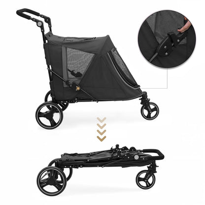MoNiBloom Large Pet Stroller with Anti-Slip Ramp, Heavy Duty Dog Stroller Up to 99lb, Safe & Gentle Mobility Aid, All-Terrain Wheels, Idea for Injured, Disabled, & Senior Dog