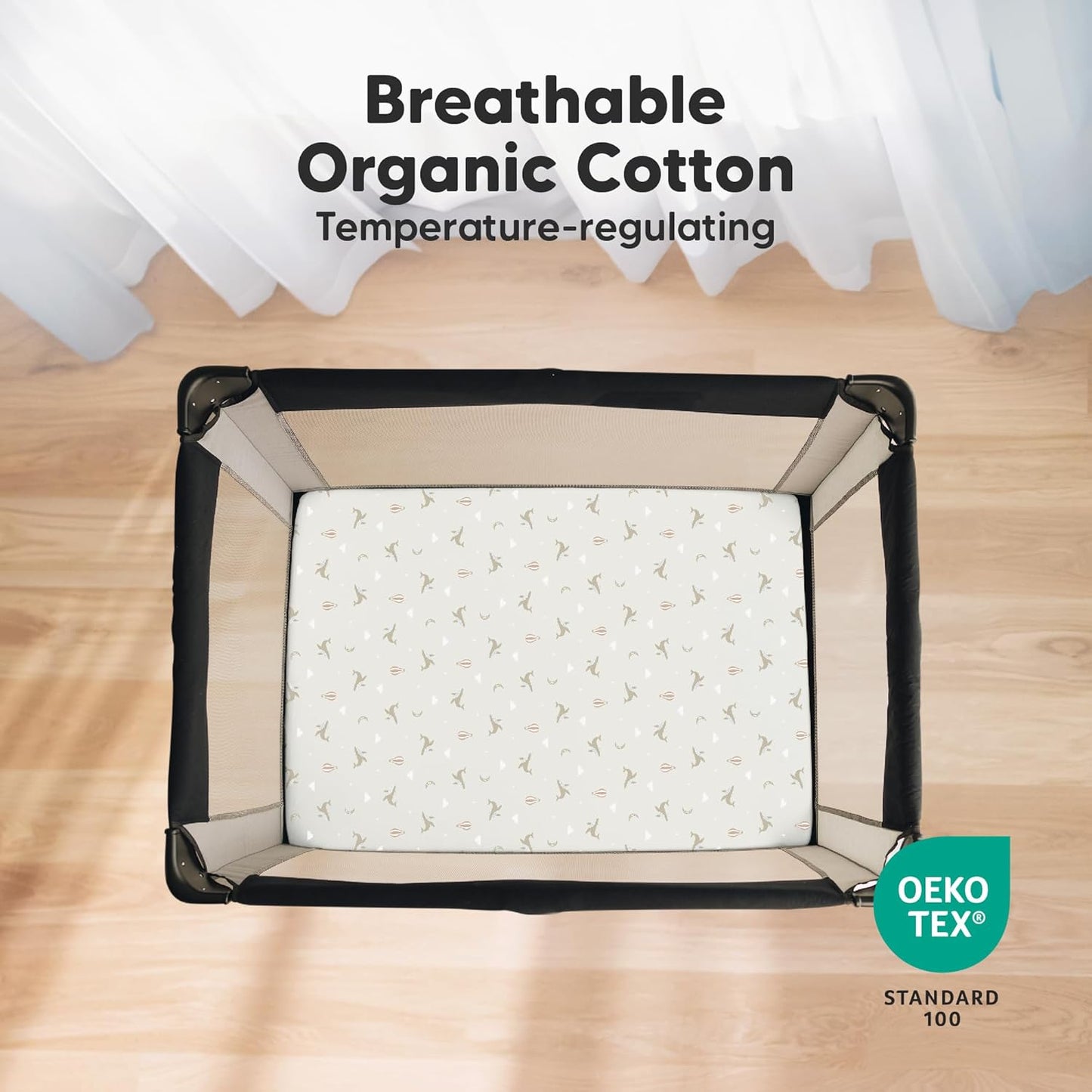 2-Pack Mini Crib Sheets Fitted - 38x26 Pack N Play Sheets for Pack and Play Mattress, Organic Cotton, Soft & Breathable Playard Bedding, Neutral Mini Toddler Bed Cover for Boys, Girls (Dragon Tale)