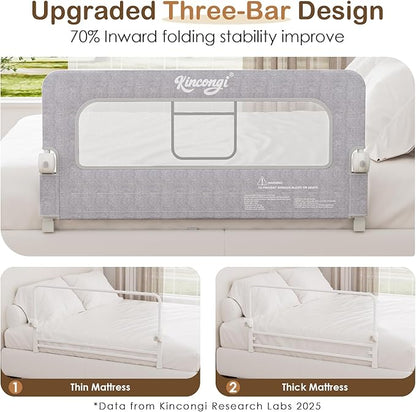 Bed Rail for Toddlers, 47 Inch Swing Down Bed Rail for Baby with Wider U-Shape Base, Breathable Toddler Bed Rails for King, Queen, Full, Twin Baby Bed Rail Guard