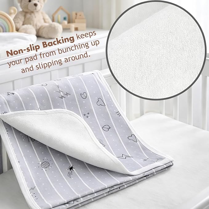 Baby Waterproof Bed Pad Washable Mattress Pad Reusable Underpads Bed Wetting Incontinence Cover for Baby Toddler Children and Adults-White Star