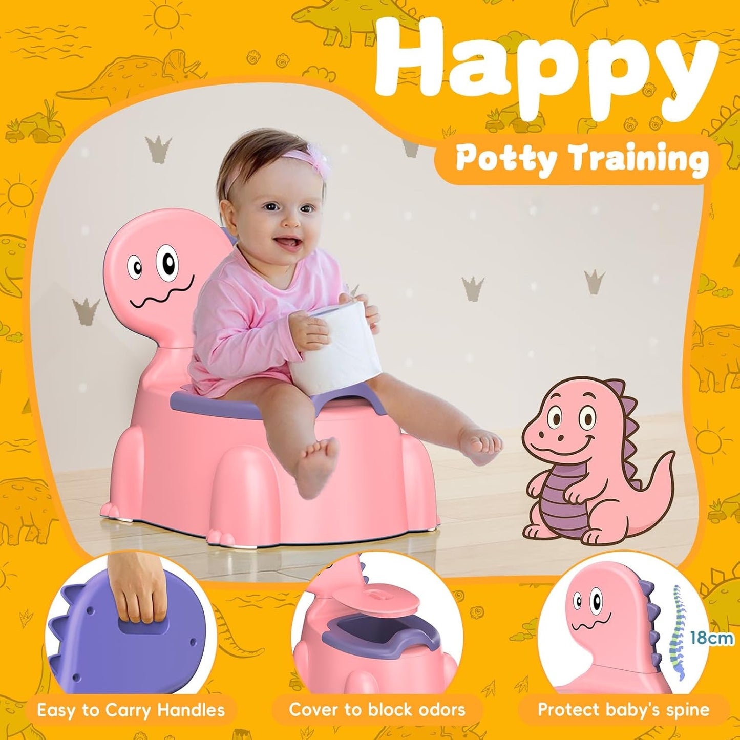 Potty Training Toilet Toddler Potty Chair Kids Boys Girls Dinosaur Animal Comfortable Potties Training Seat for Childrens Ages 1-3 Portable Baby Toilets with Lid Back Easy to Clean Potty Trainer,Blue