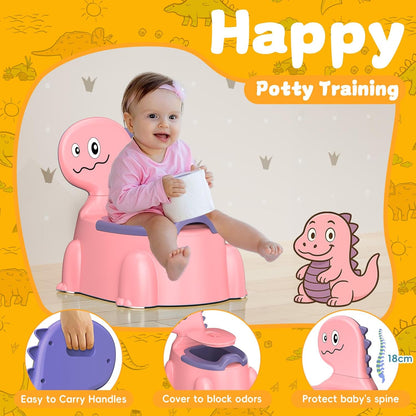 Potty Training Toilet Toddler Potty Chair Kids Boys Girls Dinosaur Animal Comfortable Potties Training Seat for Childrens Ages 1-3 Portable Baby Toilets with Lid Back Easy to Clean Potty Trainer,Blue