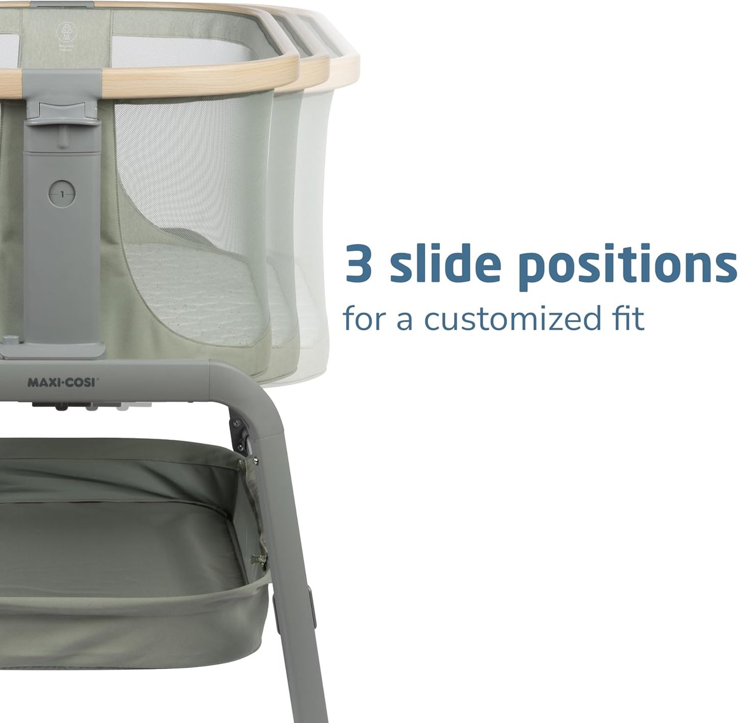 Maxi-Cosi Iora Baby Bassinets Bedside Sleeper, Portable Bassinet, Infant Bedside Sleeper Crib, Height Adjustable, Breathable Mesh, Large Storage Basket, Truffle