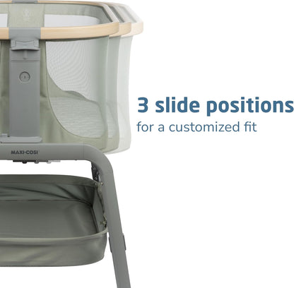 Maxi-Cosi Iora Baby Bassinets Bedside Sleeper, Portable Bassinet, Infant Bedside Sleeper Crib, Height Adjustable, Breathable Mesh, Large Storage Basket, Truffle