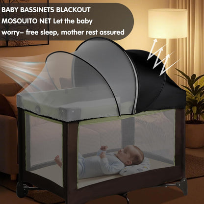 Bassinet Mosquito Net Cover - Half-Blackout Mosquito Net for Baby Crib & Bedside Sleeper, Breathable Crib net with 2-Way Zipper, Sun-Blocking Baby Mosquito Net Cover (Gray-Small)