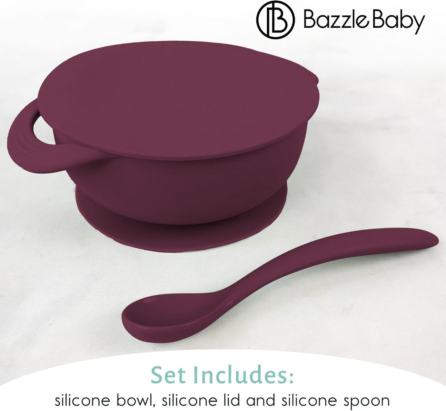 Bazzle Baby Silicone Suction Bowls with Suction Lid and Spoon | 3-piece set | BPA Free Silicone | Perfect for 4-36 Months.