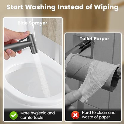 Handheld Bidet Sprayer for Toilet - Adjustable Pressure Stainless Steel Jet Sprayer for Cloth Diaper Cleaning, Feminine Wash & Baby Care, Muslim Shower Hose Kit KPGFWY (Gunmetal Gray)