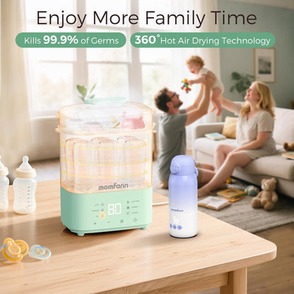 Bottle Sterilizer and Dryer, All-in-One Electric Steam Sterilizer Bottle Sanitizer for Baby Bottles, Pump Parts Accessories Newborn Essential (Blue)