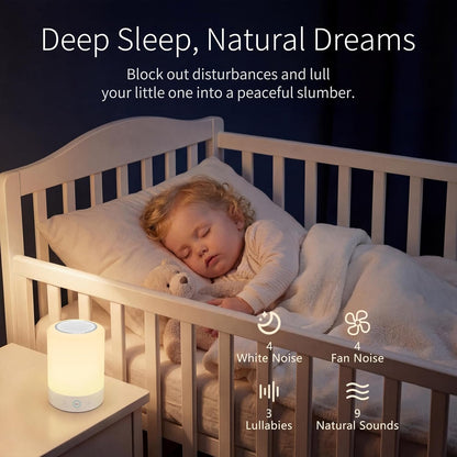 Night Lights, White Noise Machine – 20 Non-Looping Sleep Sounds, Rechargeable Battery, Touch Control, 6 Timers & Memory Function | Portable Sound Machine for Baby, Adults, Nursery, Travel