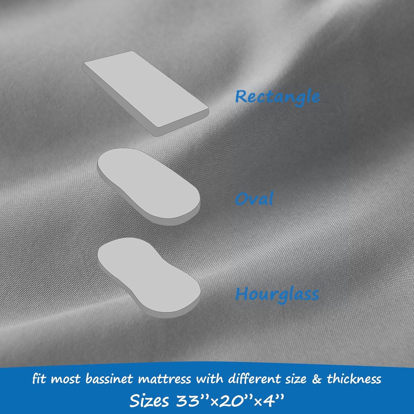 Bassinet Mattress Pad Cover Fit for Baby Delight/Mika Micky/Dream On Me Lotus/ANGELBLISS/KoolerThings (3 in 1) Bedside Sleeper, Waterproof Bassinet Mattress Protector Quilted Bassinet Sheets 2 Pack