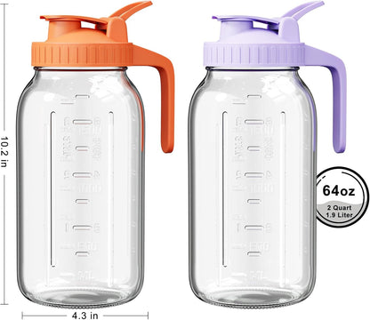 32oz Breast Milk Pitcher with Lid - Airtight Leakproof Glass Storage with Flip Cap & Pour Spout, Wide Mouth 1 Quart Breastmilk Storage Container Breastfeeding Essentials for Breastmilk, Formula, Milk