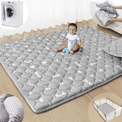 Baby Play Mat, 50x50 Playpen Mat with Super Soft Touch, Activity Mats with Upgraded Anti-Slip Bottom, Machine Washable Crawling Mats for Floor & Picnic (Animal Alphabets)