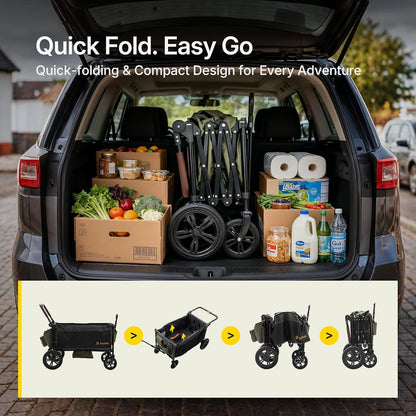 Stroller Wagon for Kids, One-Hand Adjustable Push/Pull Handle, Spacious Storage, 8"/12" All-Terrain Wheels, Canopy with Bug Net, Wagon Stroller for Daily Walks, Short Trips & Grocery Runs
