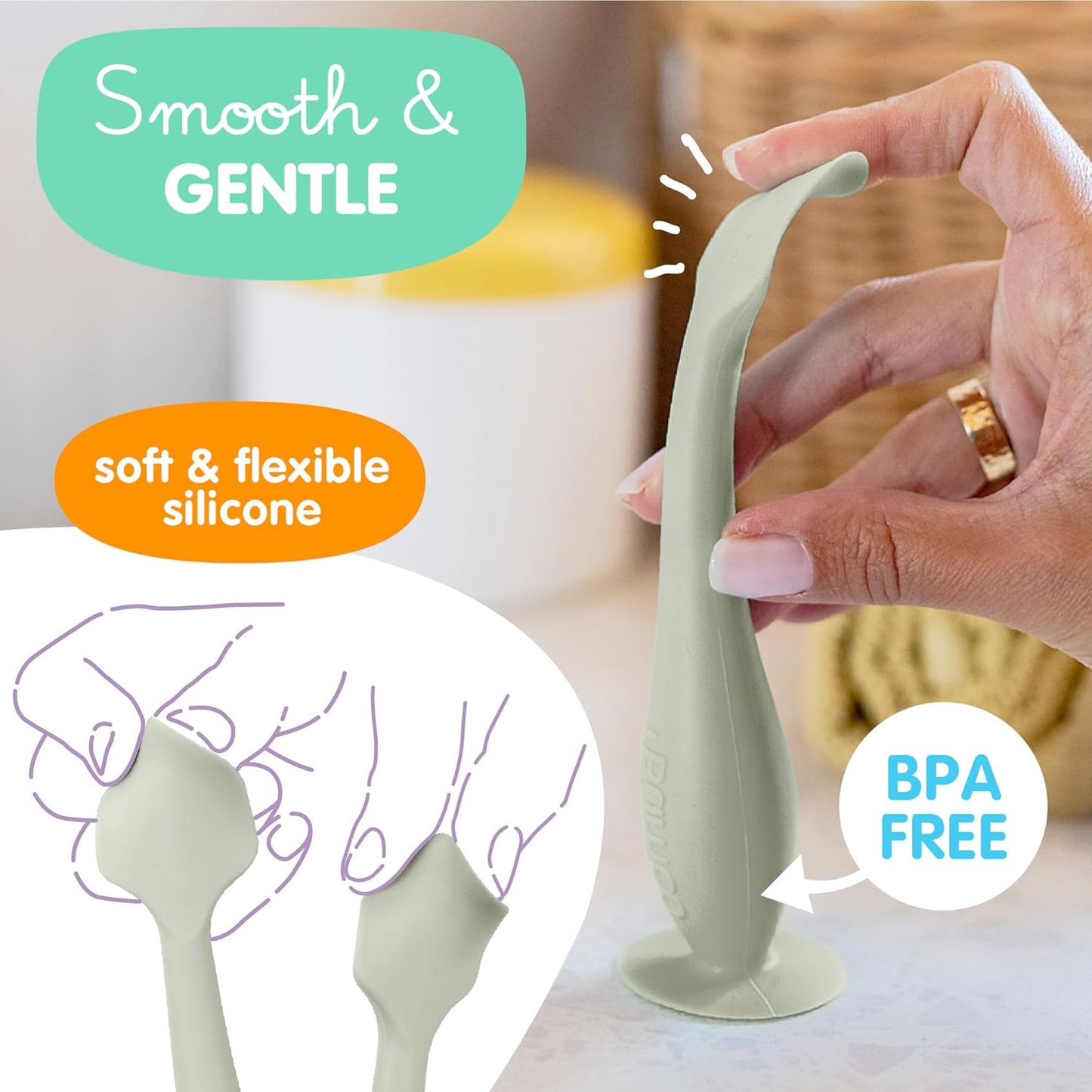Bumco Diaper Cream Spatula (Mini) - BPA-free Butt Paste Diaper Cream Applicator, Soft & Flexible Diaper Rash Cream Applicator, Butt Spatula Baby, Mom-Invented Diaper Bag Essentials (Sage Green)