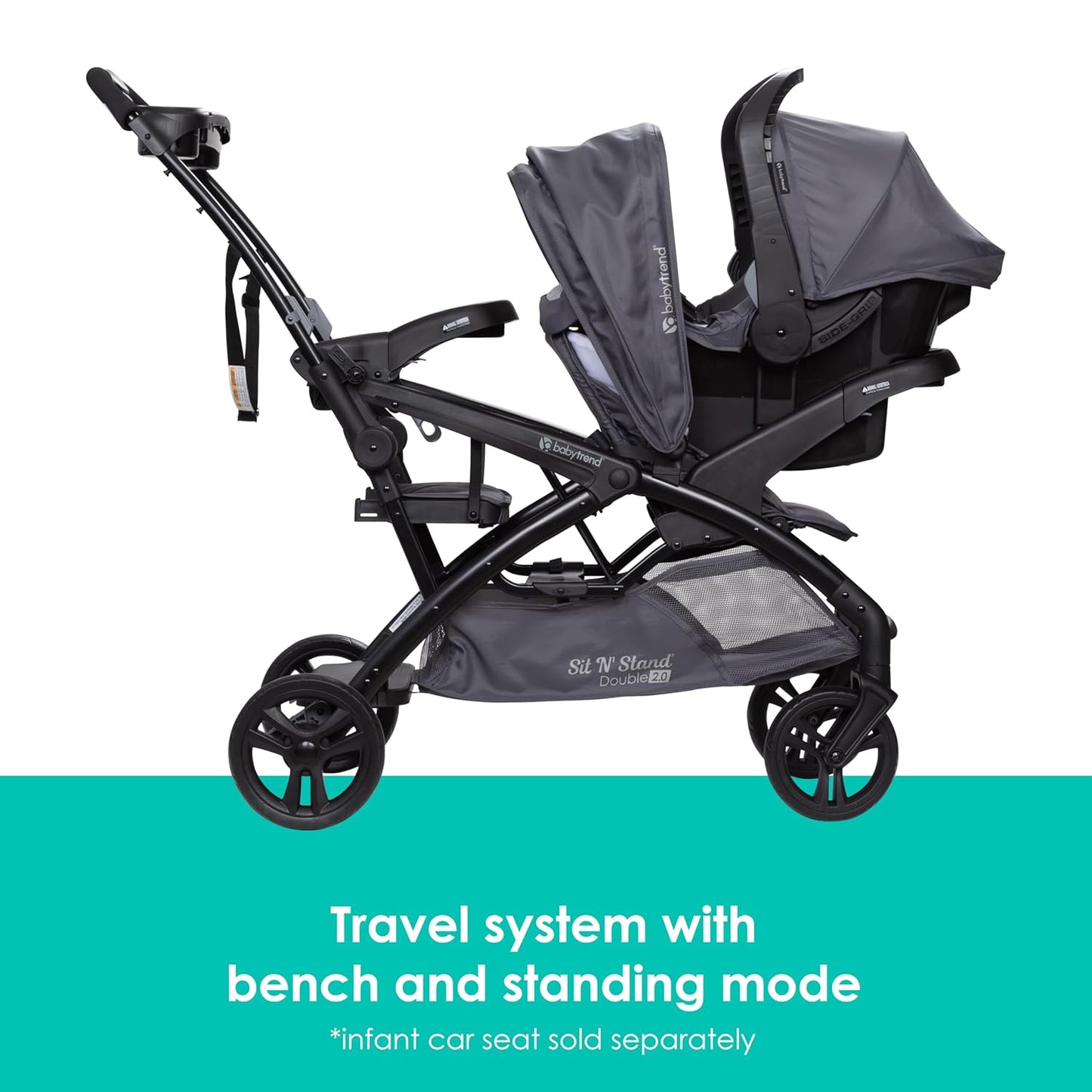 Baby Trend Sit N' Stand® Double 2.0 Stroller, Dash Black