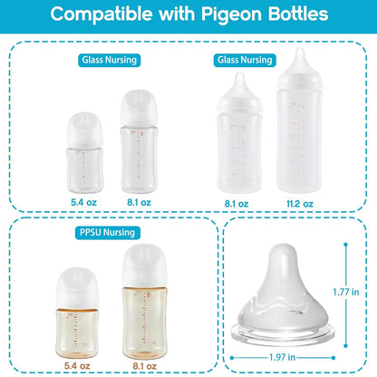 Silicone Nipples for Pigeon Bottles, Anti-Colic Replacement Nipple for Baby 6m+, BPA Free, Fast Flow, Size L, 4 Count