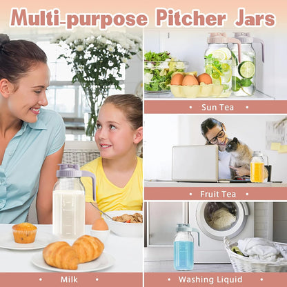 32oz Glass Pitcher with Lid & V-shaped Pour Spout - 1 Quart Breastmilk Pitcher Double Leak Proof, Creamer Container for Sun Tea, Juice, Cold Brew Coffee, Breastmilk Storage Container
