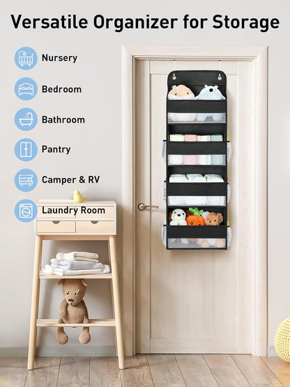 Yecaye 1 Pack Over the Door Organizer, 35.2lbs Load Toy Stuffed Animal Storage, Swing-proof Hanging Bathroom Organizers and Storage for Nursery Newborn Baby Essential Stuff Dorm Room Essentials