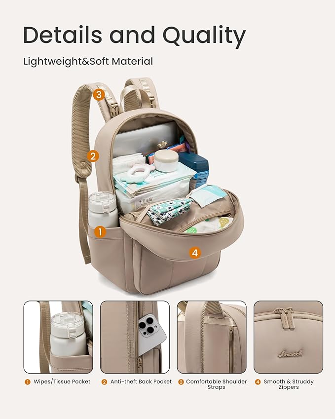 LOVEVOOK Diaper Bag Backpack, Large Puffy Baby Bag with Changing Pad Insulated Pockets Stroller Straps, Waterproof Diaper Backpacks for Mom Dad, Coffee Brown