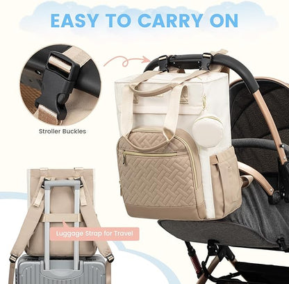 LOVEVOOK Diaper Bag Backpack, Large Capacity Portable Baby Bag with Foldable Diaper Changing Pad, Waterproof Baby Diaper Bags for Mon Dad, Olive Green