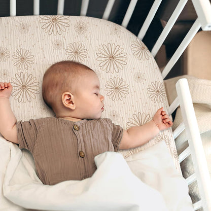lulumoon Baby Bassinet Sheets Muslin: Cotton Bedside Bassinet Sheets Leaf for Boys - Fitted for Bedside Sleeper Mattress