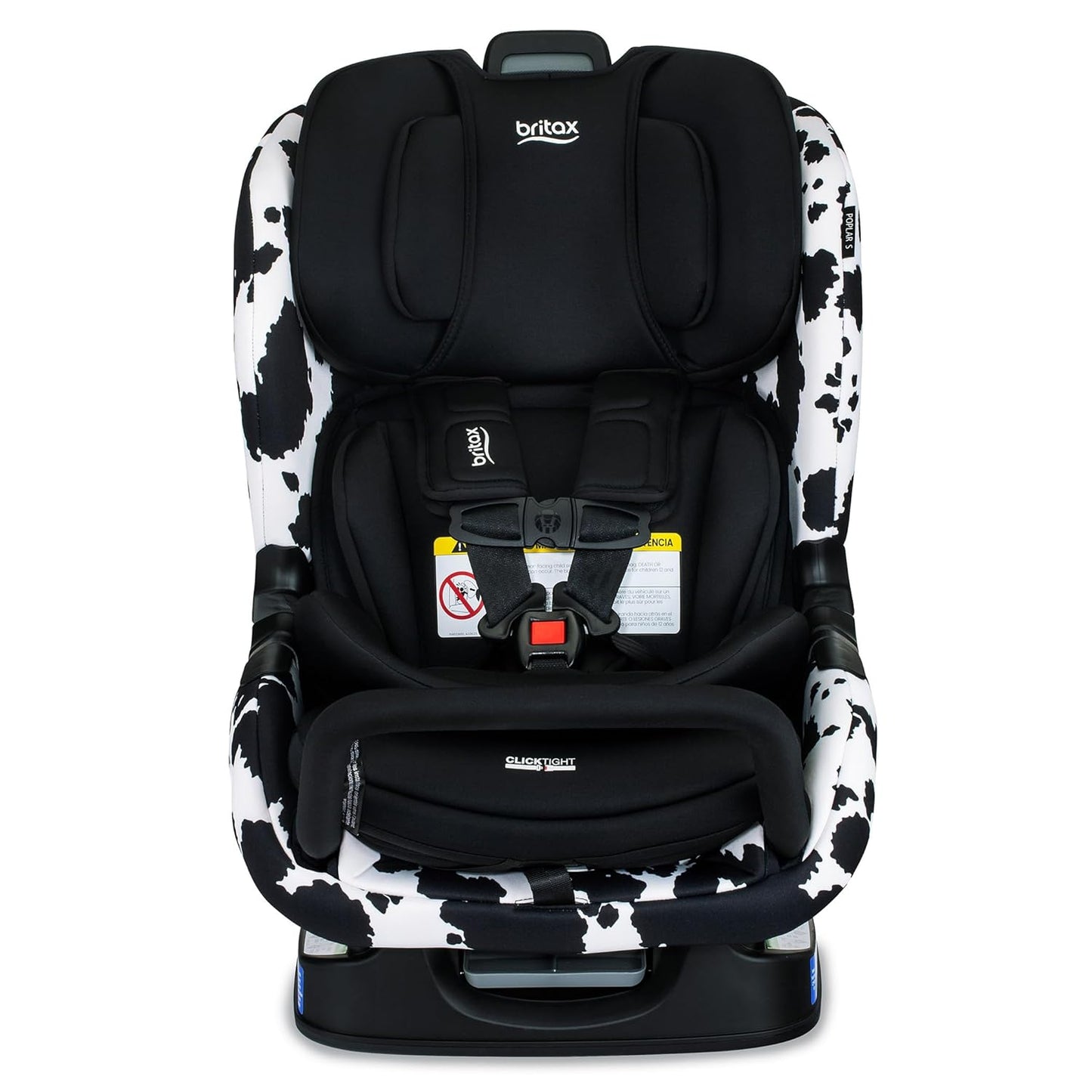 Britax Poplar S Convertible Car Seat, 2-in-1 Car Seat Extended Rear Facing, 17” Slim Car Seat Design with Fast & Easy ClickTight Installation, Anti-Rebound Bar & SafeWash Fabrics — Cowmooflage