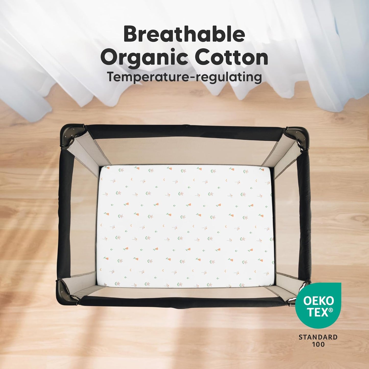 2-Pack Mini Crib Sheets Fitted - 38x26 Pack N Play Sheets for Pack and Play Mattress, Organic Cotton, Soft & Breathable Playard Bedding, Neutral Mini Toddler Bed Cover for Boys, Girls (Dragon Tale)