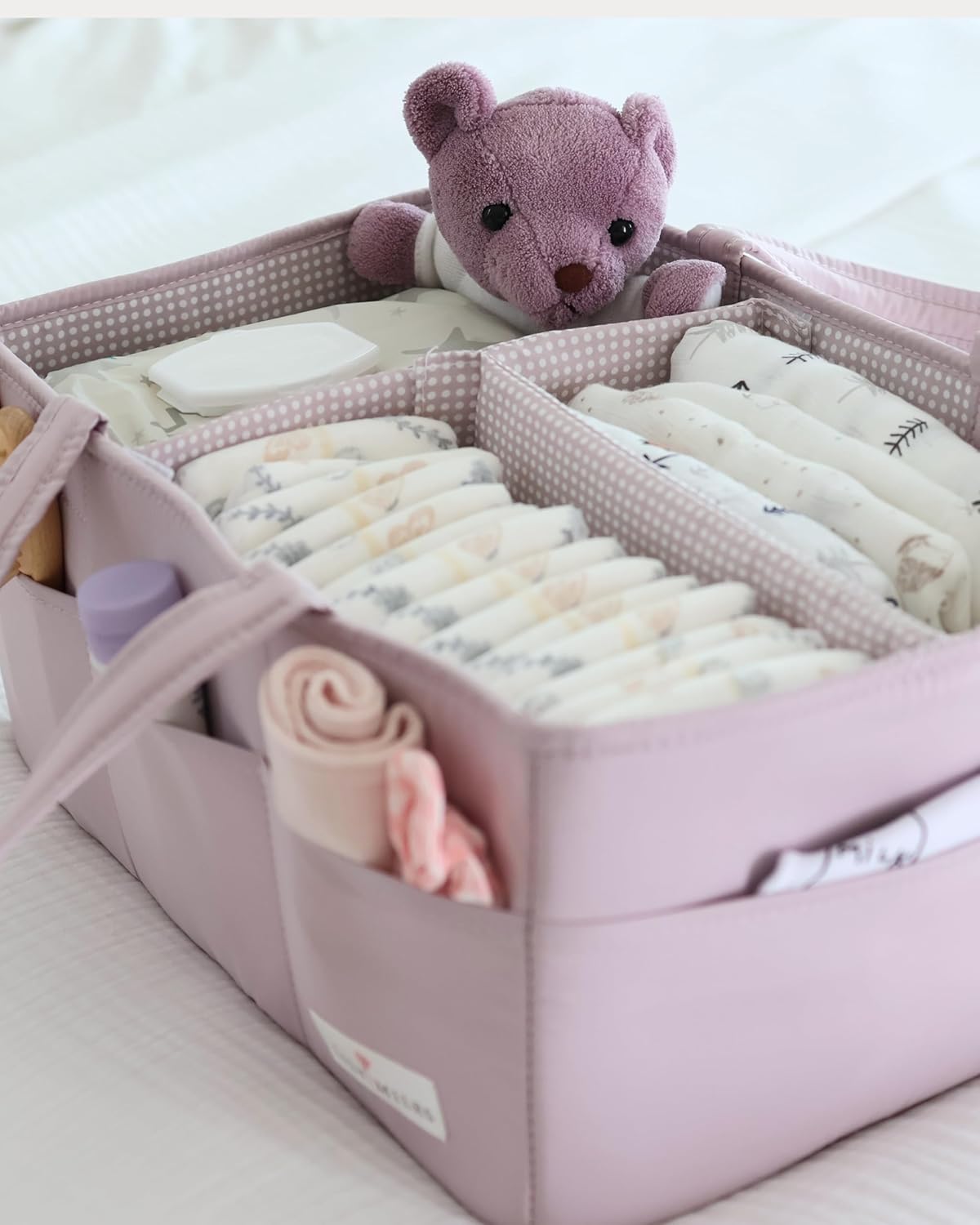 Lily Miles Baby Diaper Caddy Organizer - Large Tote Bag for Newborn essentials Boy or Girl - Baby Shower Basket - Nursery Must Haves - Registry Favorites - Newborn Caddie Car Organizer