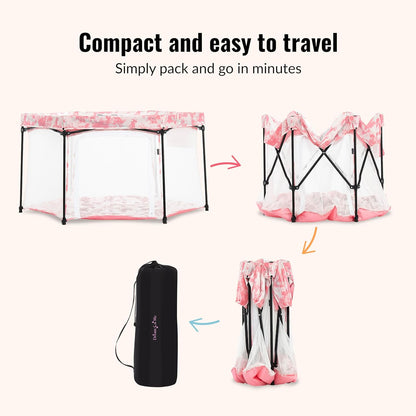Dream On Me Onyx Baby Playpen, Zipper Access Door, Breathable Mesh Sides, Soft Comfortable Mattress Padded Floor, Easy Fold Design with Travel Carry Bag, Compact Easy to Fold Design - Sky Blue