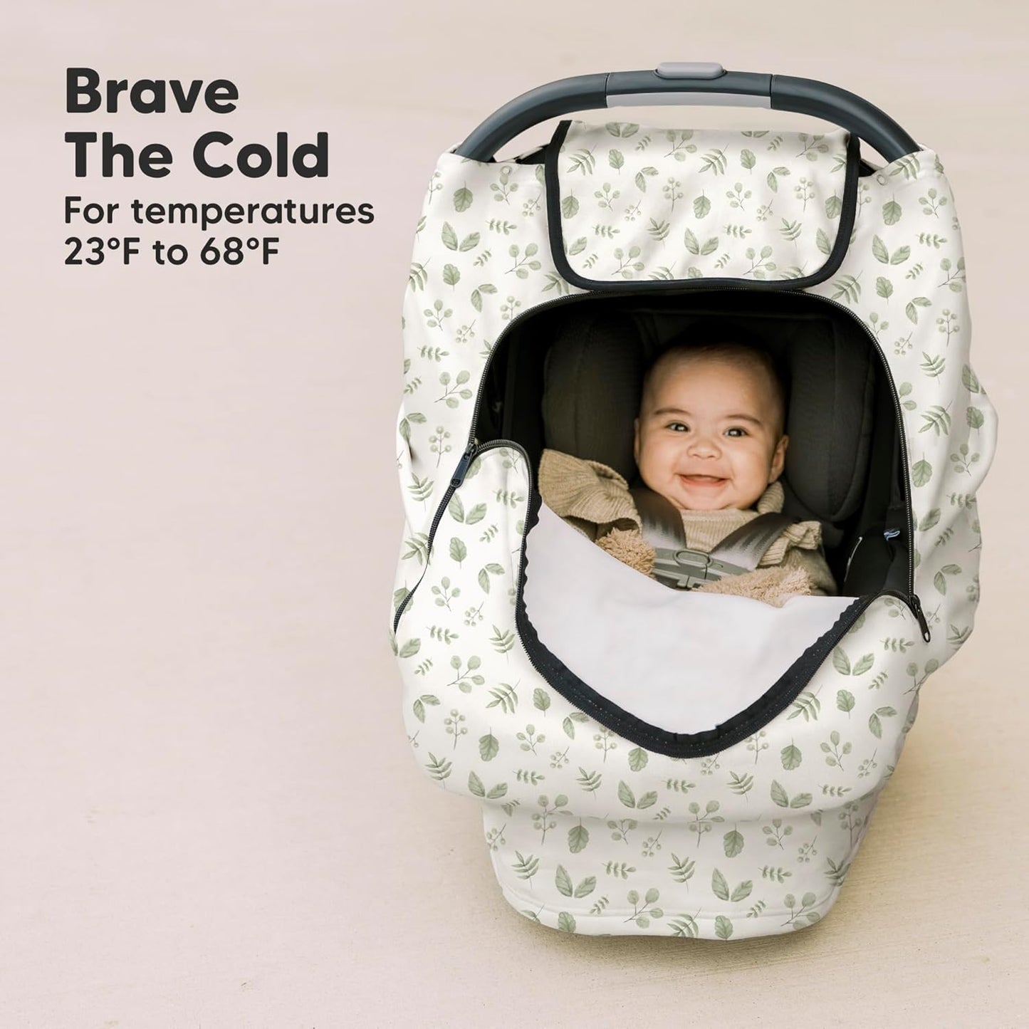 KeaBabies Winter Car Seat Cover Baby, Newborn - Universal Fit Infant Carseat Covers Baby Girl, Boy, Breathable, Lightweight Blanket, Easy to Use Stroller Canopy, Rain, Wind, Sun Shade (Laurel)