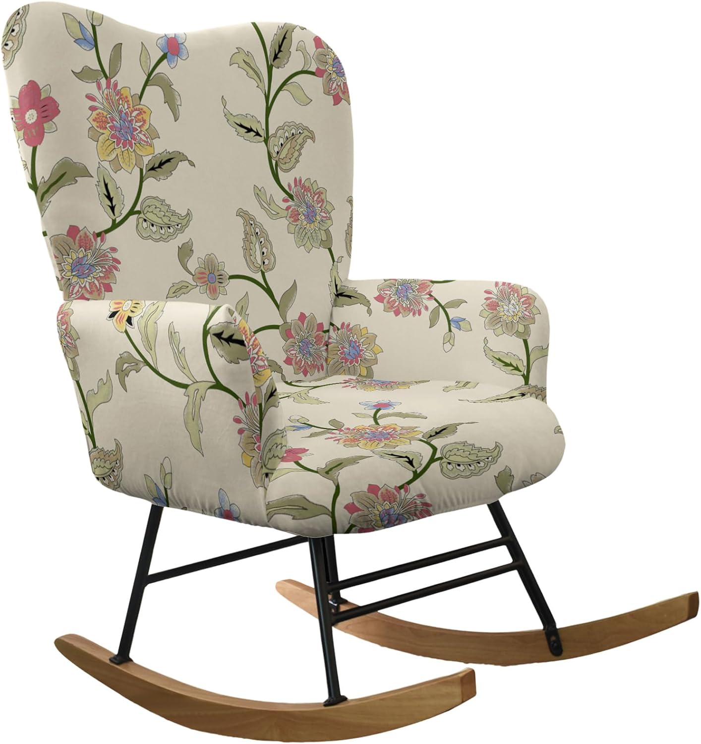 CRFATOP Jacquard 1 PC Nursery Rocking Chair Recliner Covers Upholstered Glider Rocker Banquet Armchair Slipcover Stretch Accent Chairs Furniture Protector for Living Room Bedroom Offices,Green